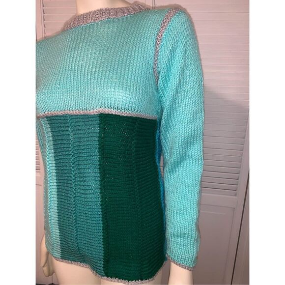 Vintage Colorful Hand Knit Sweater Size Medium - Picture 2 of 13